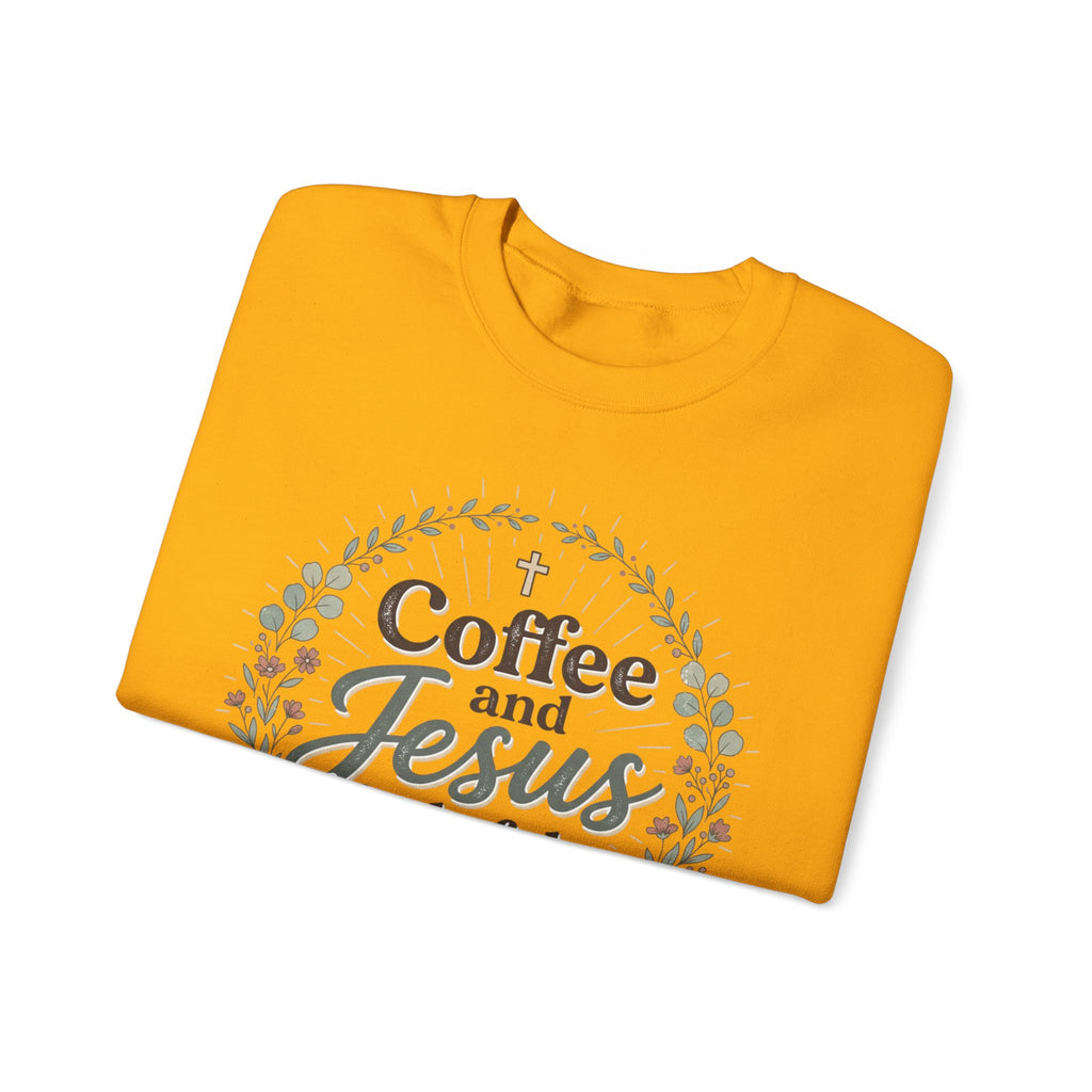 Coffee and Jesus wreath Crewneck Sweatshirt | Christian coffee design
