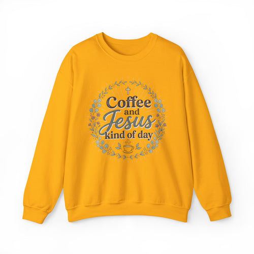 Coffee and Jesus wreath Crewneck Sweatshirt | Christian coffee design