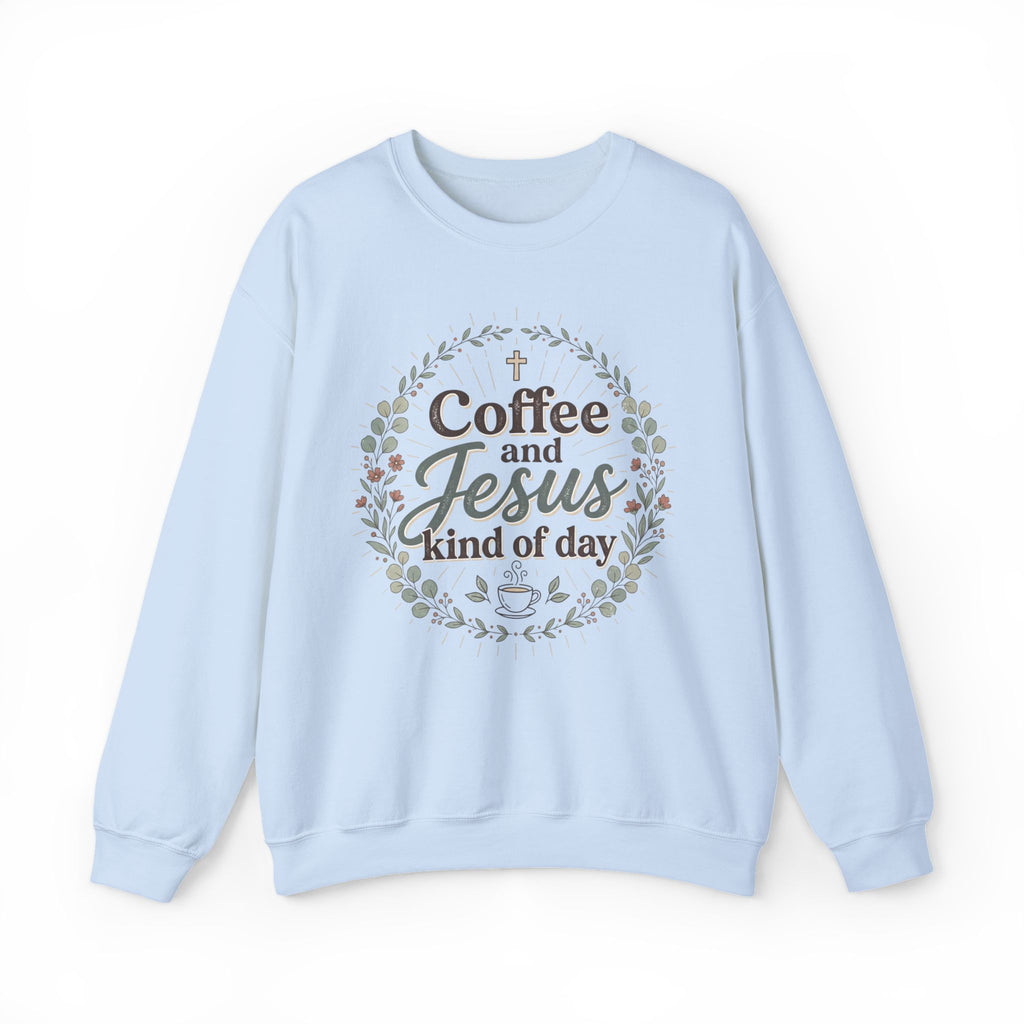 Coffee and Jesus wreath Crewneck Sweatshirt | Christian coffee design